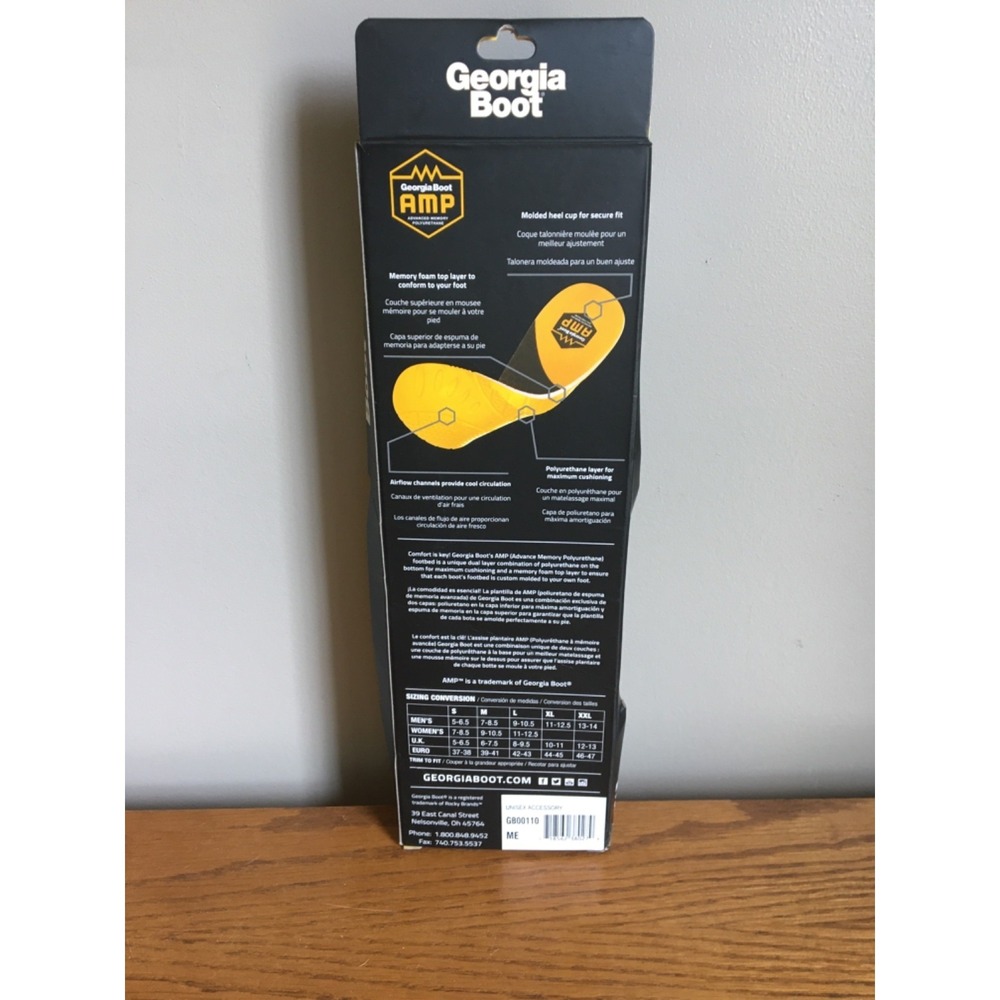 Georgia Boot AMP Insole MEDIUM (M:‎ 6-8.5, W: 8-10.5) New